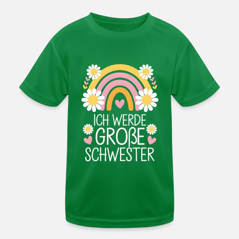 Ich Werde Große Schwester Regenbogen Boho Kinder Funktions-T-Shirt