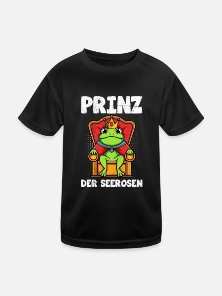 Faschings Frosch PRINZ DER SEEROSEN Lustiges - Kinder Funktions-T-Shirt - Schwarz - Vorne