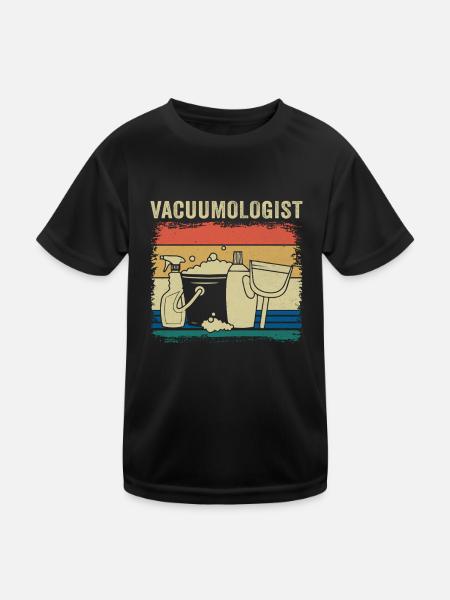 Vacuumologist Retro Cleaning Funny Housekeeping - Kids Functional T-Shirt - black - Front