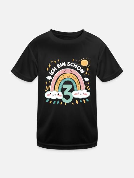 3rd Birthday Shirt Rainbow Cloud - Kids Functional T-Shirt - black - Front