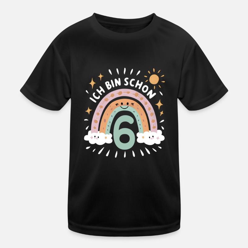 6. Geburtstag Geburtstagsshirt Regenbogen Wolke Kinder Funktions-T-Shirt