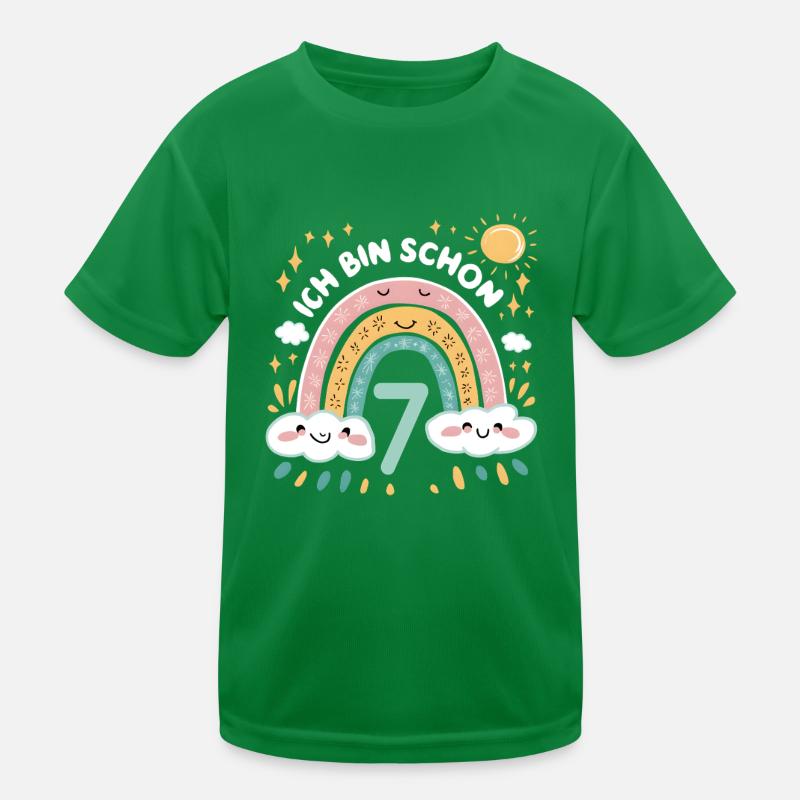 7. Geburtstag Geburtstagsshirt Regenbogen Wolke Kinder Funktions-T-Shirt