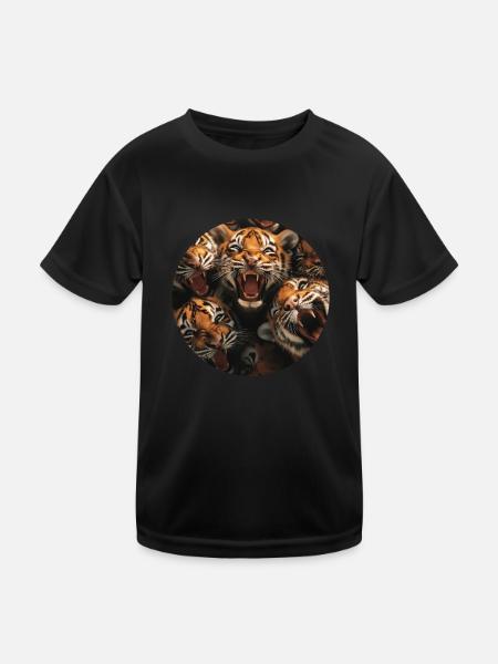 Tiger - Kinder Funktions-T-Shirt - Schwarz