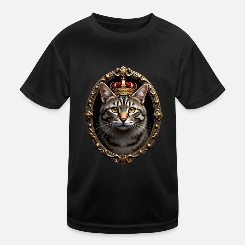 Mittelalter Katze im Bilderrahmen Kunst Krone Kinder Funktions-T-Shirt