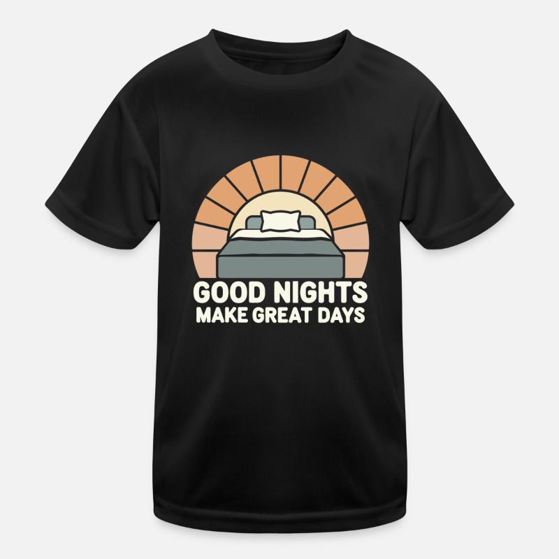 Schlafhygiene-enthusiasten, Erholsame Nächte, - Kinder Funktions-T-Shirt - Schwarz