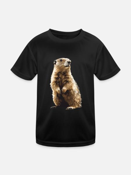 Murmeltiere Murmeltier - Kinder Funktions-T-Shirt - Schwarz - Vorne