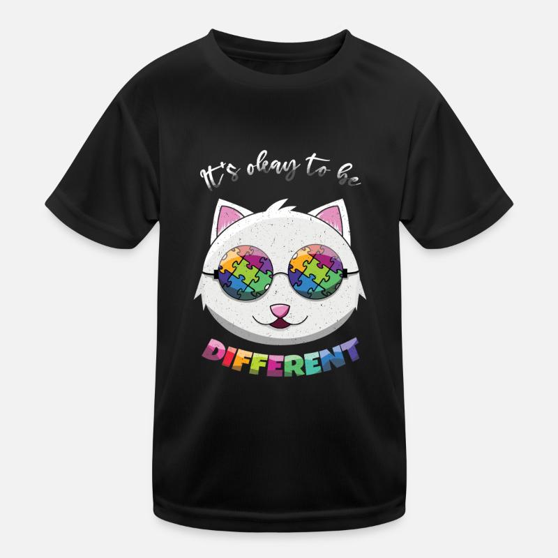 Autism Cat It's Okay To Be Different Kids Functional T-Shirt