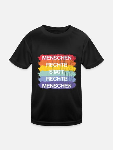 Menschenrechte statt rechte Menschen Demokratie - Kinder Funktions-T-Shirt - Schwarz
