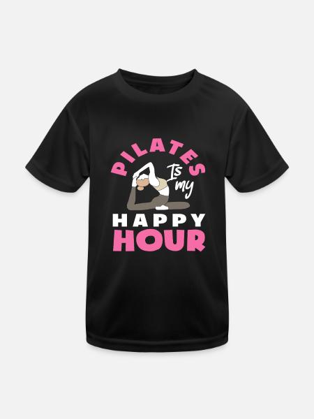 Pilates is my happy hour - Kids Functional T-Shirt - black - Front