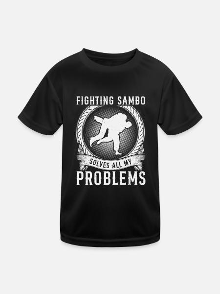 Fighting Sambo solves all my problems - Funny - Kids Functional T-Shirt - black - Front