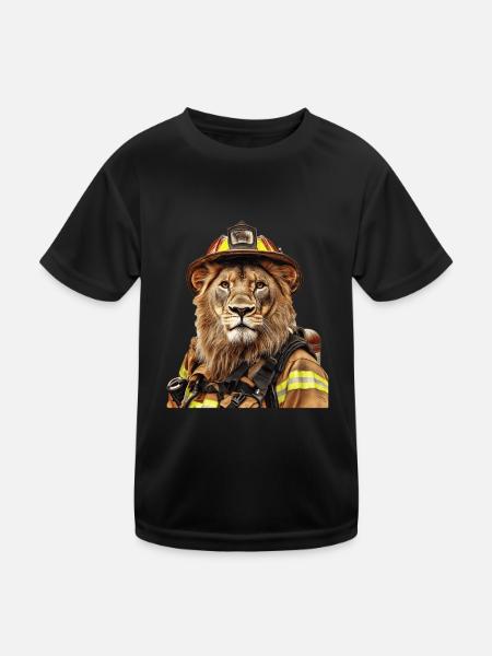 Löwe - Kinder Funktions-T-Shirt - Schwarz