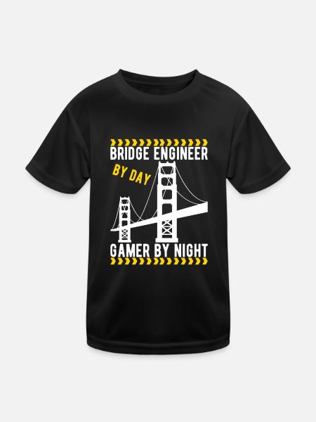 Bridge Engineer Bridge Construction - Kids Functional T-Shirt - black - Front