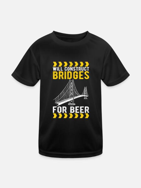 Bridge Engineer Bridge Construction - Kids Functional T-Shirt - black - Front