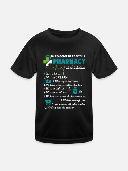 10 Reason To Be With A Pharmacy Technician - Kids Functional T-Shirt - black - Front