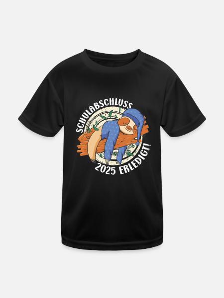 Abi Schulabschluss 2025 Erledigt Abiturient Lustig - Kinder Funktions-T-Shirt - Schwarz - Vorne