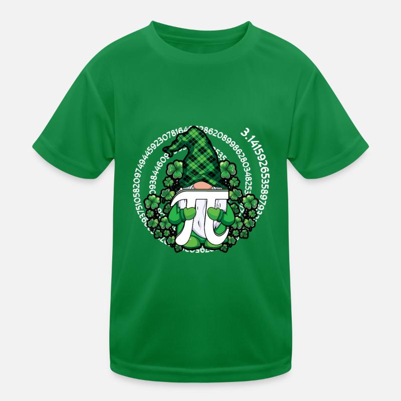 Pi Tag Leprechaun with Shamrock Motif Kids Functional T-Shirt