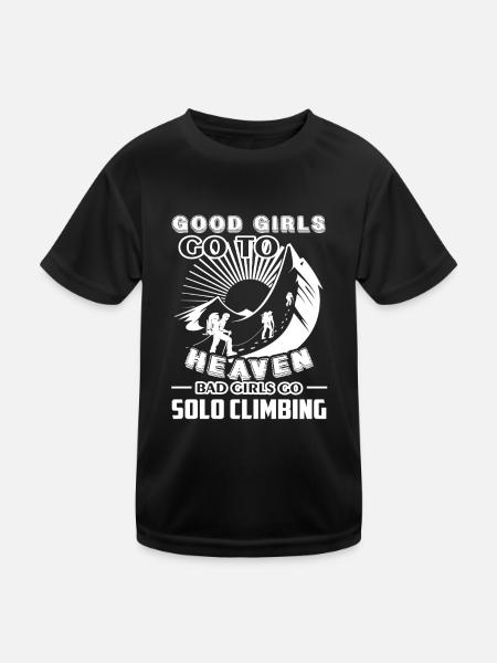 Climbing Bad Girls Go Solo Climbing - Kids Functional T-Shirt - black - Front