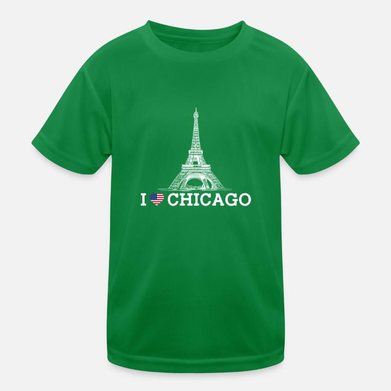 Ich liebe Chicago Illinois Cooler Eiffelturm-Liebhaber Kinder Funktions-T-Shirt