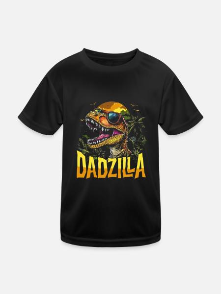 Dadzilla T Rex Dinosaurier Vatertag Geschenk - Kinder Funktions-T-Shirt - Schwarz - Vorne