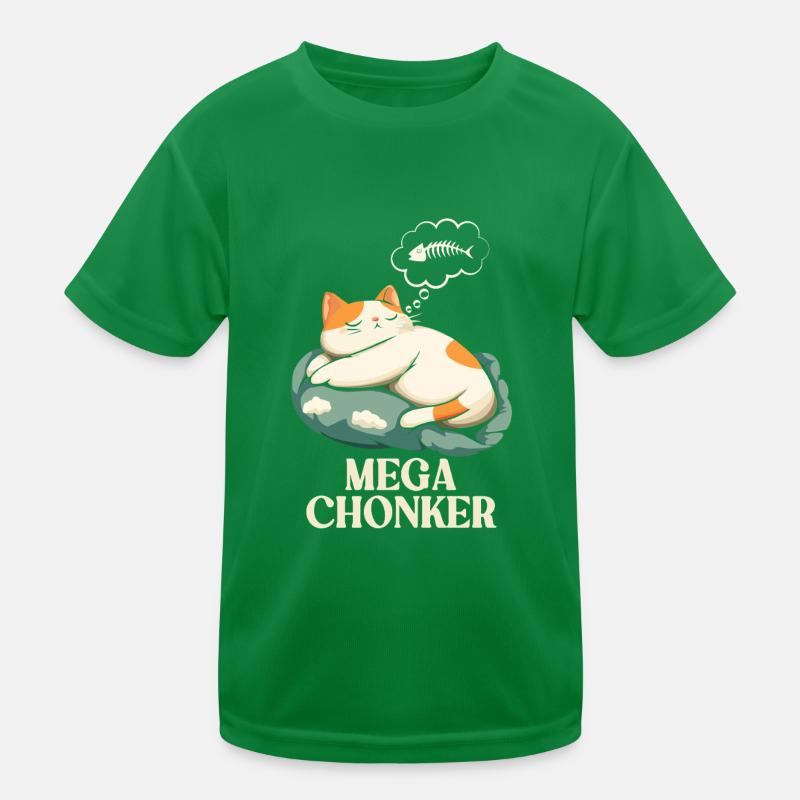 Mega Chonker Cat Thought Bubble Fish Kids Functional T-Shirt