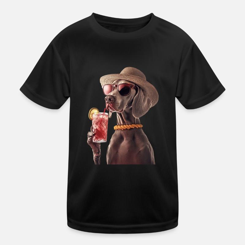 Weimaraner - Kinder Funktions-T-Shirt - Schwarz