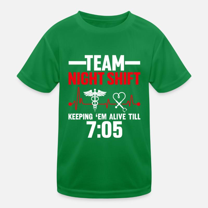 Team Night Shift Funny Dialysis Tech Nurse Kids Functional T-Shirt