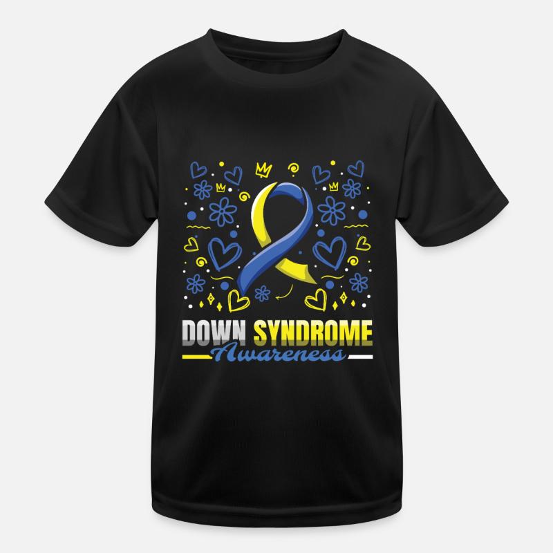 Down Syndrom Bewusstsein Mit Herzblumen Kinder Funktions-T-Shirt