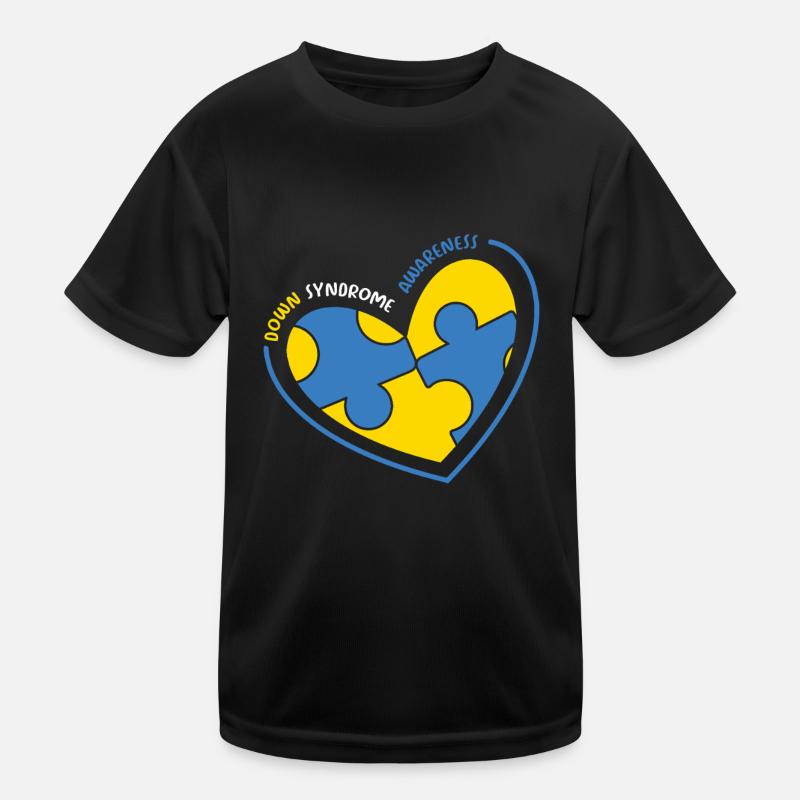 Down Syndrom Bewusstsein Herz Puzzle Kinder Funktions-T-Shirt