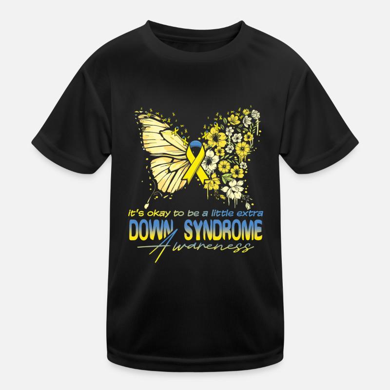 Down Syndrom Bewusstsein Schmetterling Blumen Kinder Funktions-T-Shirt