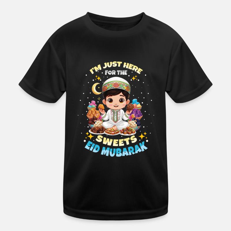 I'm only here for the sweets Eid Mubarak Kids Functional T-Shirt