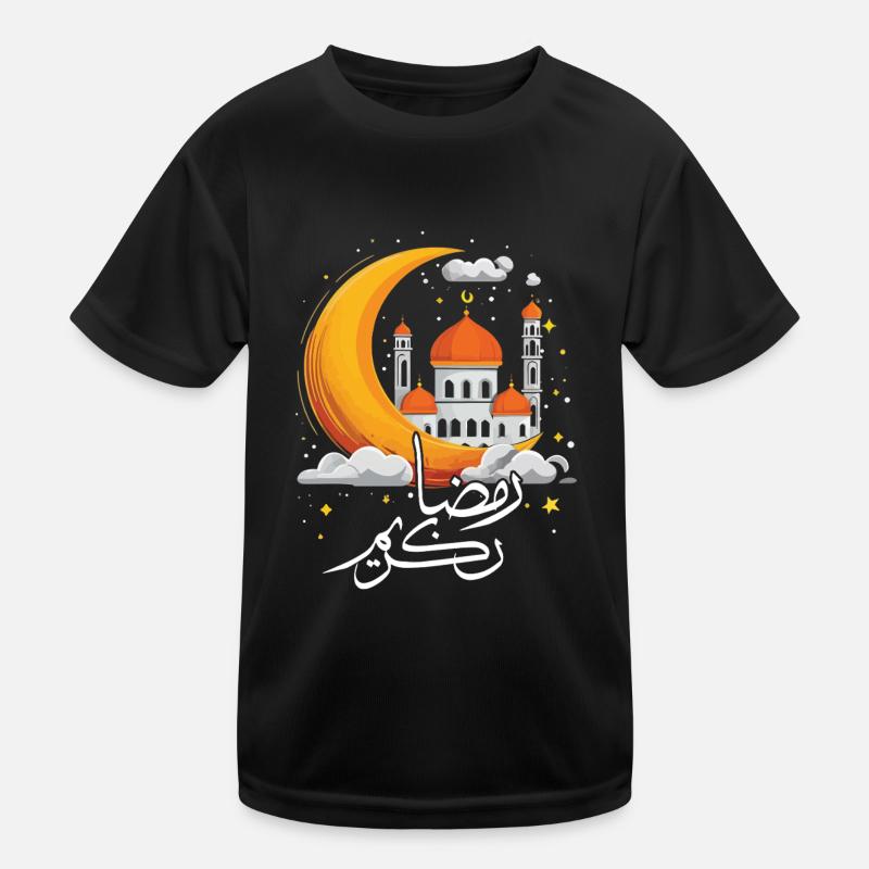 Eid Mubarak Mit Moschee Und Mond Design Kinder Funktions-T-Shirt