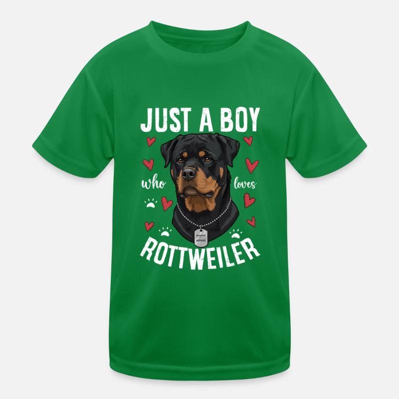 Just a Boy Who Loves Rottweiler Kids Functional T-Shirt