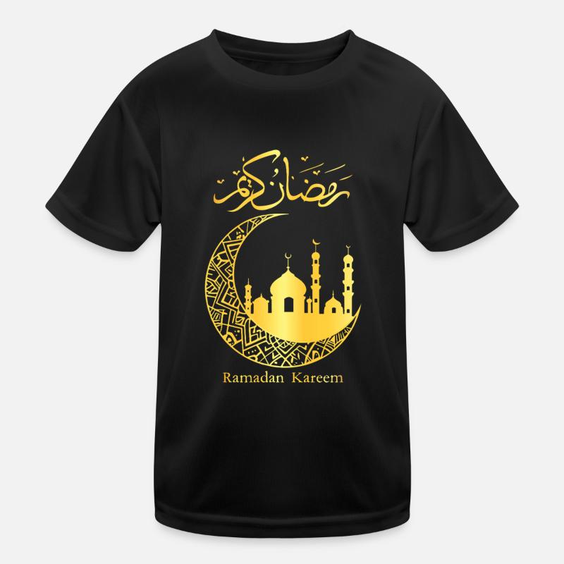 Eid Mubarak Ramadan Kareem Mosque Moon Kids Functional T-Shirt
