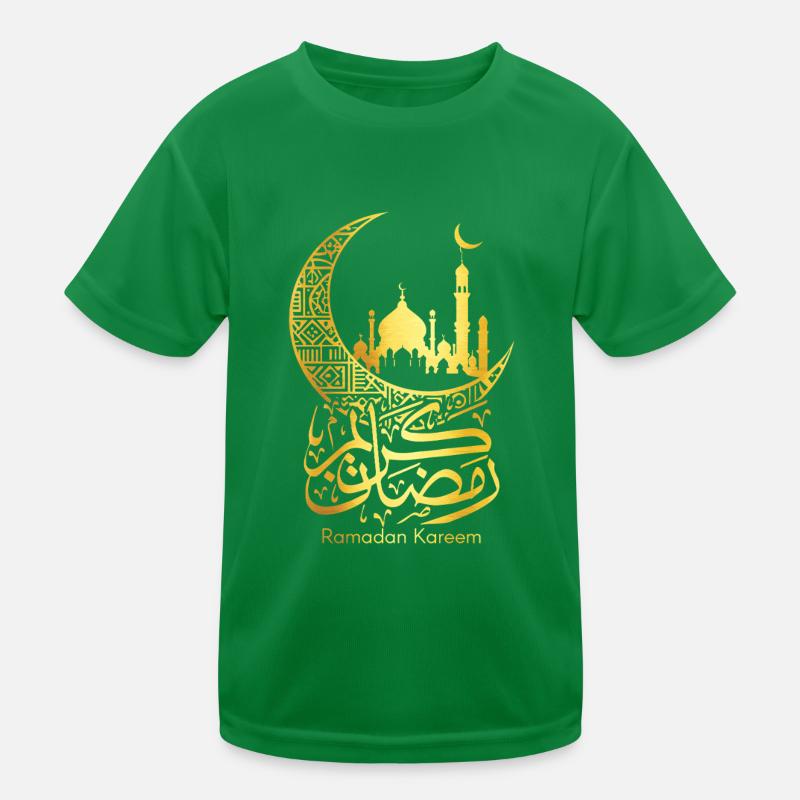 Eid Mubarak Ramadan Kareem Moon Mosque Design Kids Functional T-Shirt