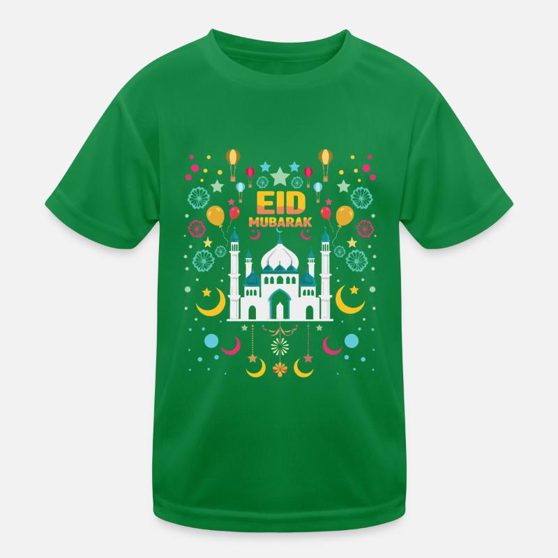 Eid Mubarak Feierliche Farbenfrohe Moschee Kinder Funktions-T-Shirt