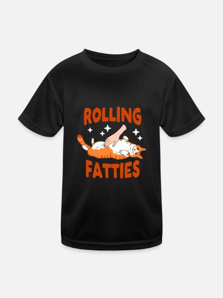 Rolling Fatties Lustige Katzenliebhaber Kätzchen - Kinder Funktions-T-Shirt - Schwarz - Vorne