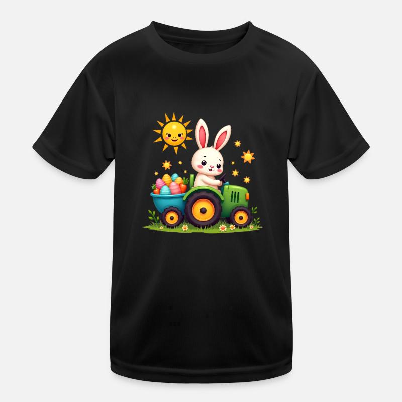 Easter Design Easter Bunny with Tractor Kids Kids Functional T-Shirt