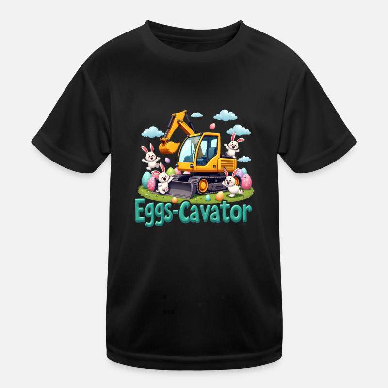 Eggs Cavator Osterhasen Bagger Eierkreiskreis Kinder Funktions-T-Shirt