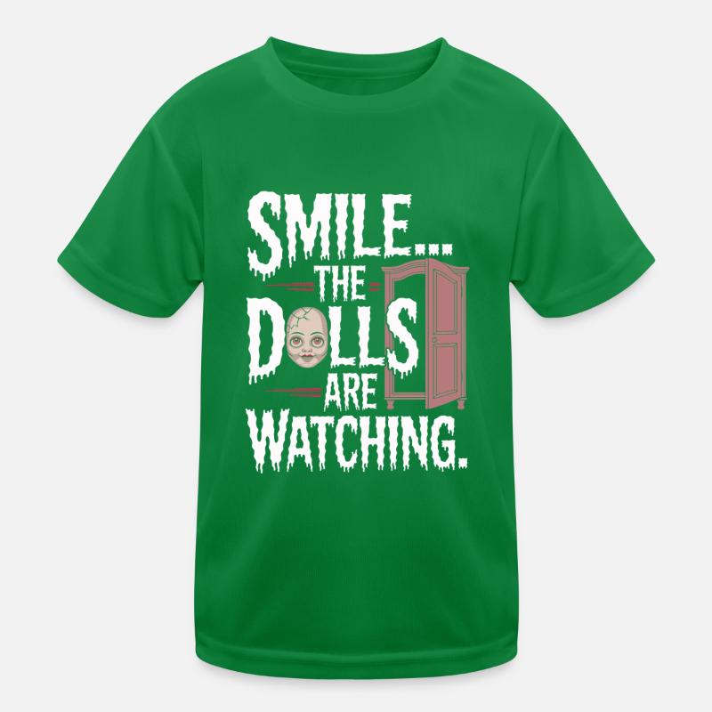 Creepy doll collector Kids Functional T-Shirt