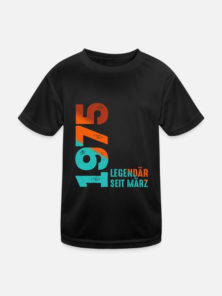 Legendär Seit März 1975 März 1975 Geburtstag 1975 - Kinder Funktions-T-Shirt - Schwarz - Vorne