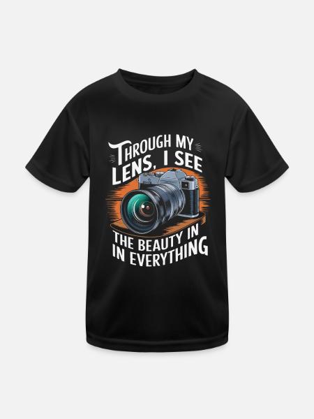 À travers mon objectif, je vois la beauté dans tout. - T-shirt sport Enfant - noir - Devant