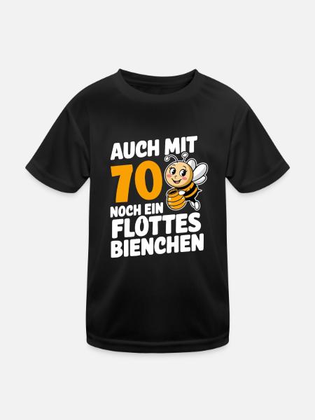 70. Geburtstag 70 Jahre Flottes Bienchen Frau - Kinder Funktions-T-Shirt - Schwarz - Vorne