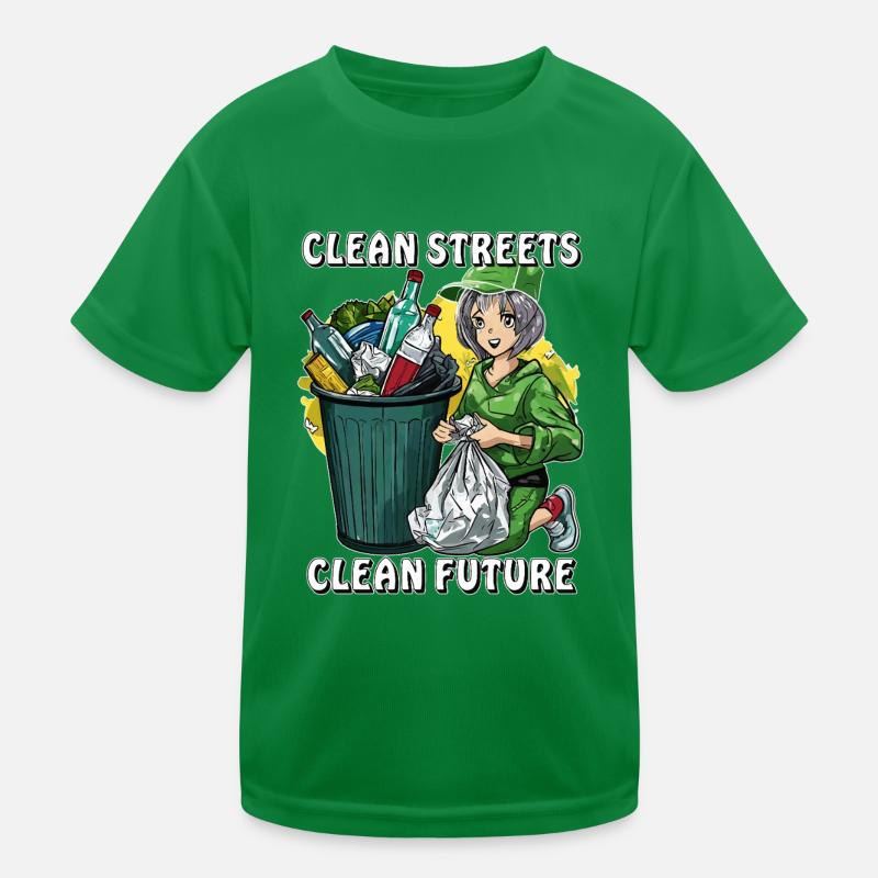 ABFALLEIMER CLEAN STREETS CLEAN FUTURE Kinder Funktions-T-Shirt