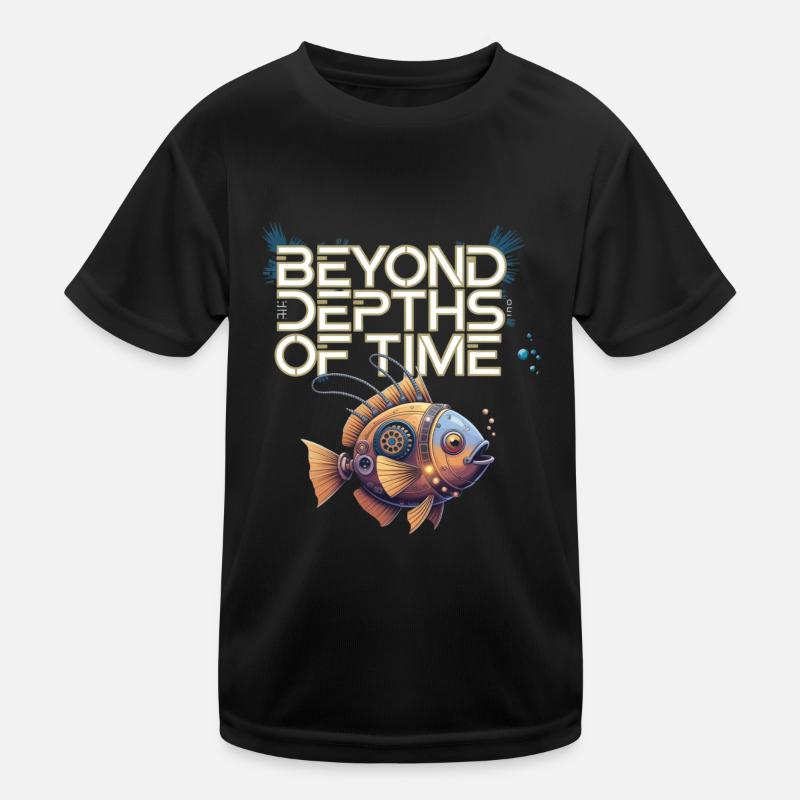 Au-delà de l’âge du temps Steampunk Fish Design T-shirt sport Enfant