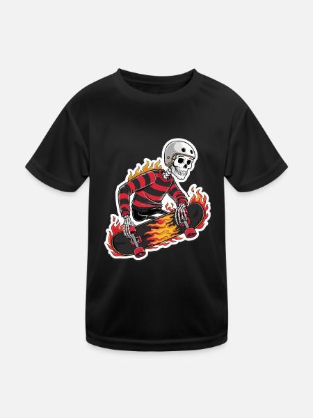 FLAMENDES SKATEBOARD - Kinder Funktions-T-Shirt - Schwarz - Vorne