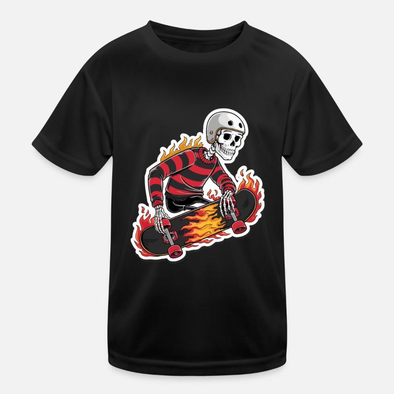 FLAMING SKATEBOARD Kids Functional T-Shirt