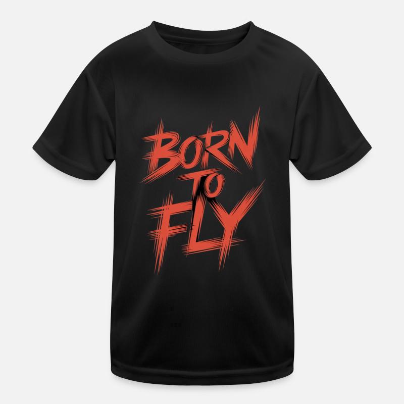 Conception graphique audacieuse « Born to Fly » T-shirt sport Enfant