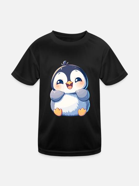 Pinguine Pinguin - Kinder Funktions-T-Shirt - Schwarz - Vorne