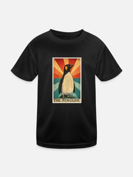 Pinguine Pinguin - Kinder Funktions-T-Shirt - Schwarz - Vorne