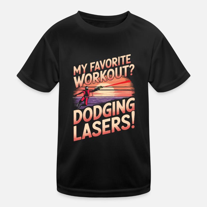 My favorite workout? Dodging lasers! Kids Functional T-Shirt